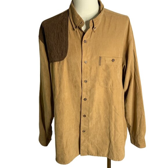 North River Padded Hunting Shooting Shirt XL Brown Microsuede Pocket Elbow Patch - Picture 1 of 6